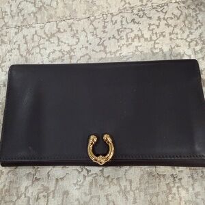 Gucci Black Leather Wallet with Gold Horsebit Accent